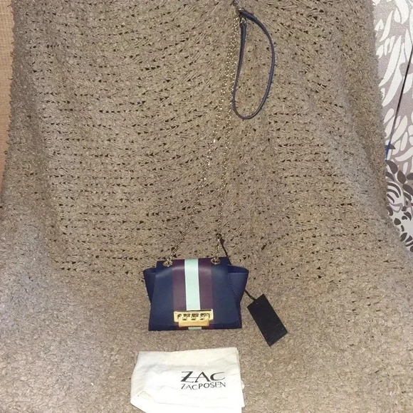 ZAC POSEN-Eartha Mini Chain Crossbody Bag-LEATHER-Parisian Nights-NWT-Dustbag - Picture 1 of 8